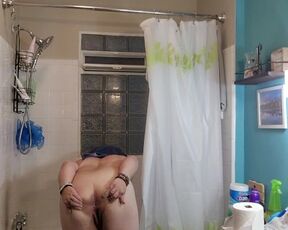 Drying off after a hot sexy shower. Cheek spread...